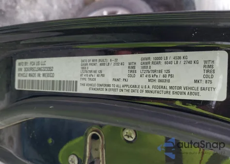 2022 Ram 2500 Tradesman из США, поврежденный, VIN 3C6UR5CL5NG323352